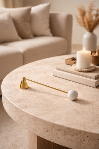 Brass & White Marble Candle Snuffer