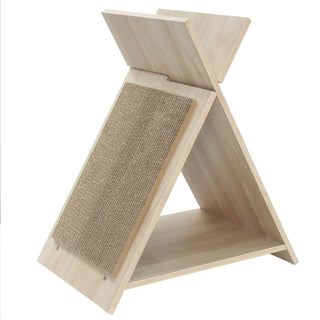 X-Shaped Corrugated Cardboard Cat Scratcher Lounge and Tunnel – Natural
