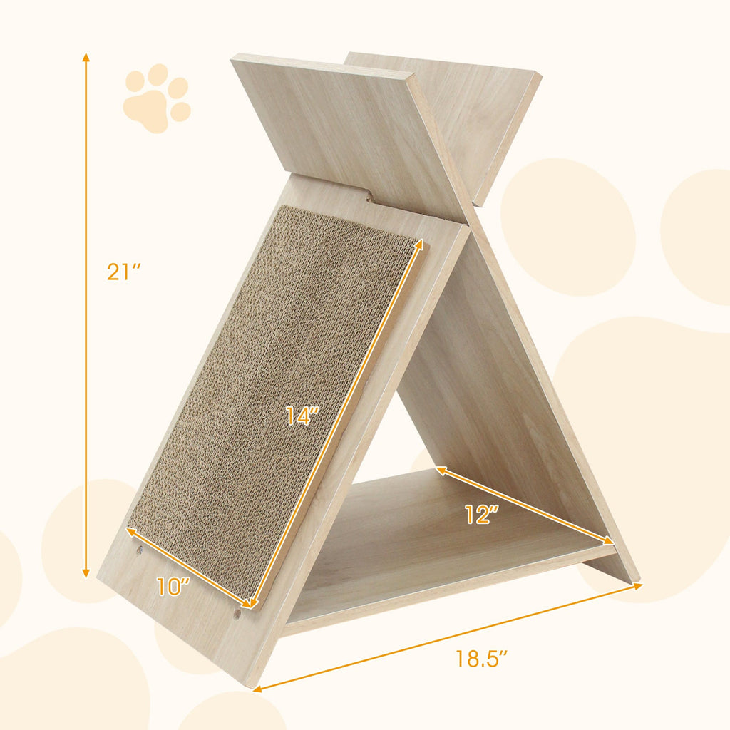X-Shaped Corrugated Cardboard Cat Scratcher Lounge and Tunnel – Natural