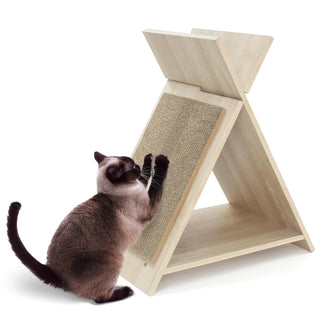 X-Shaped Corrugated Cardboard Cat Scratcher Lounge and Tunnel – Natural