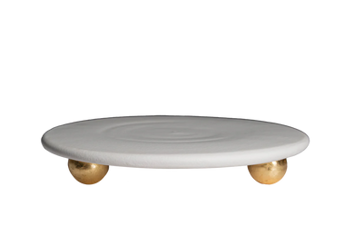 Catalina Footed Cheese & Cake Plate, Matte White – Handmade Italian Ceramic Serving Plate