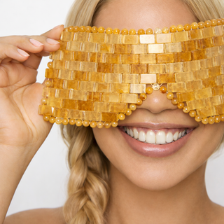 Golden Glow Citrine Eye Mask – Genuine Crystal Cooling Spa Ritual
