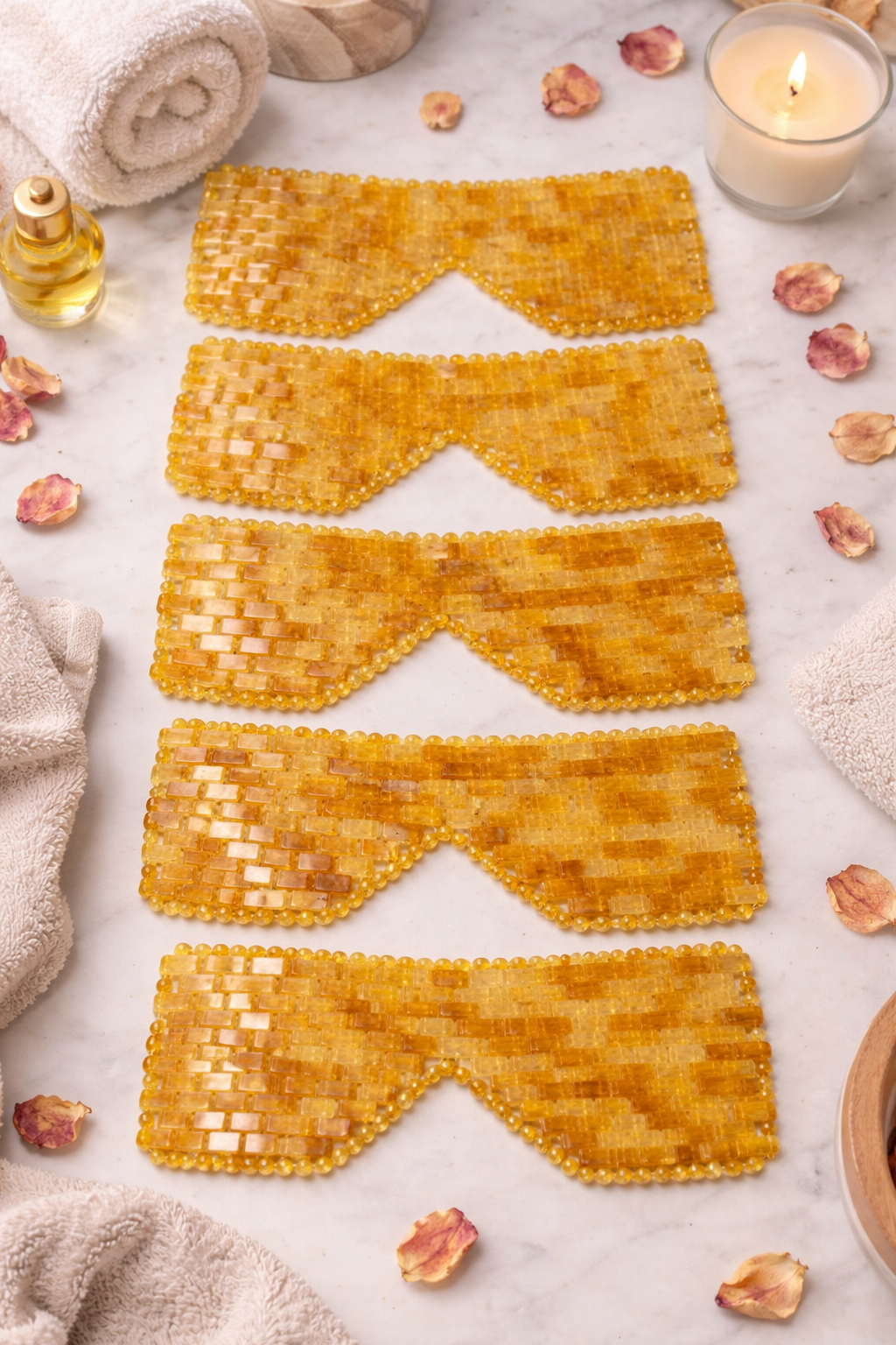 Golden Glow Citrine Eye Mask – Genuine Crystal Cooling Spa Ritual