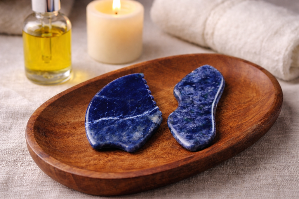Blue Sodalite Gua Sha Set – Facial Sculpting & Massage Tools