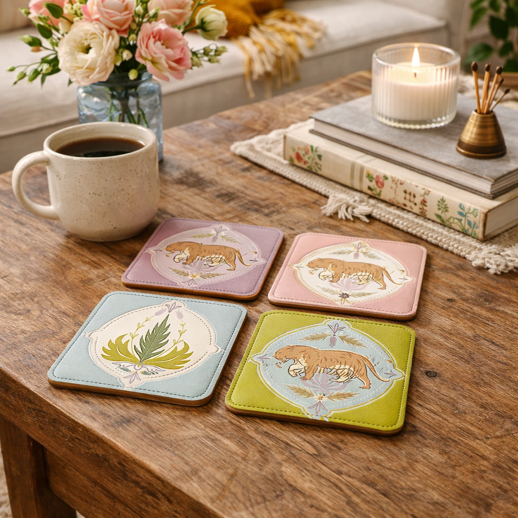 Moon Tiger Coasters – Set of 4
