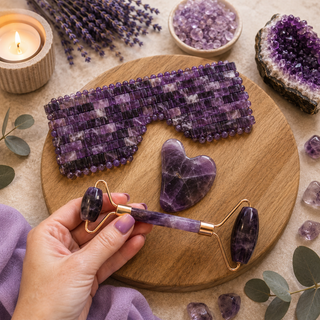 Midnight Amethyst Crystal Spa Gift Set – Eye Mask, Gua Sha & Facial Roller