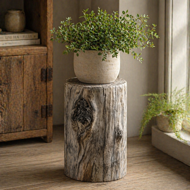 Cement Plant Display Riser with Realistic Wood-Grain Finish