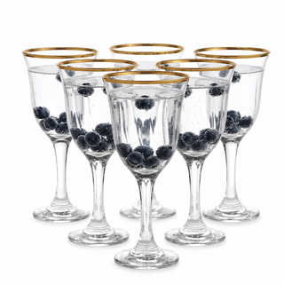 Elegant Water Glasses with Delicate Gold Accents – Set of 6