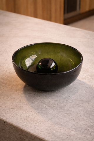 Mitla Forest Green Recycled Glass Bowl