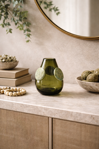 Ojo de Liebre Forest Green Recycled Glass Vase