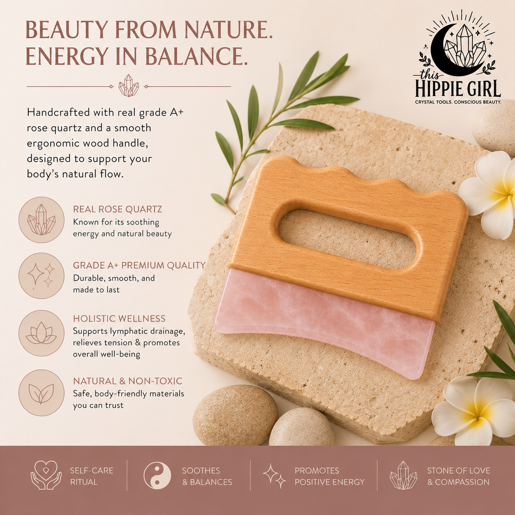 Rose Quartz Body Gua Sha – Crystal Sculpting & Massage Tool