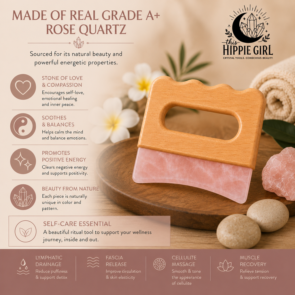 Rose Quartz Body Gua Sha – Crystal Sculpting & Massage Tool