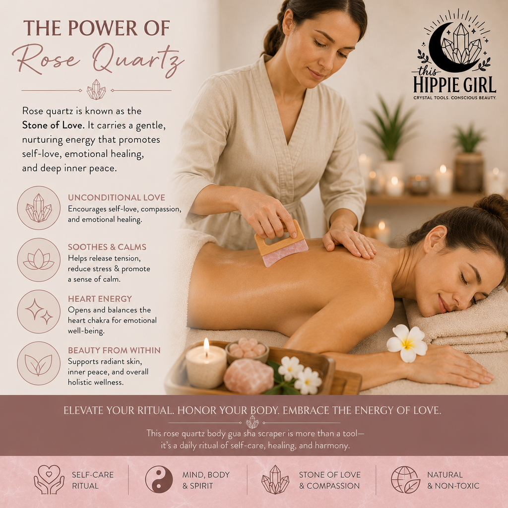 Rose Quartz Body Gua Sha – Crystal Sculpting & Massage Tool