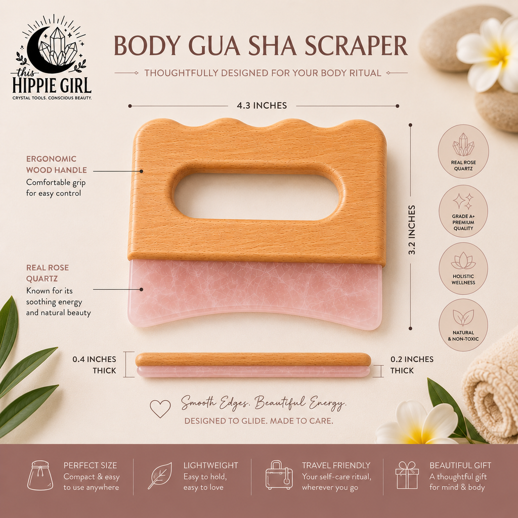 Rose Quartz Body Gua Sha – Crystal Sculpting & Massage Tool
