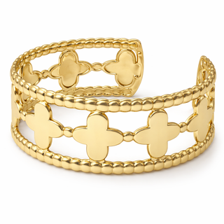 Minimal Gold Clover Cuff Bracelet