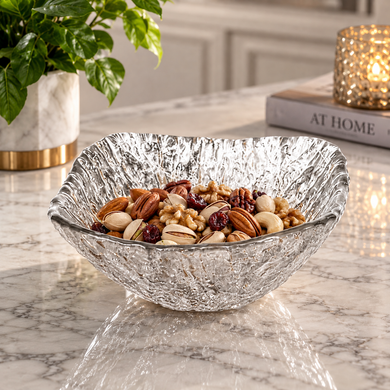 Elegant Silver Decorative Serving Bowl