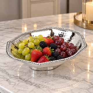 Elegant Stainless Steel Octagonal Dish with Diamond Accents
