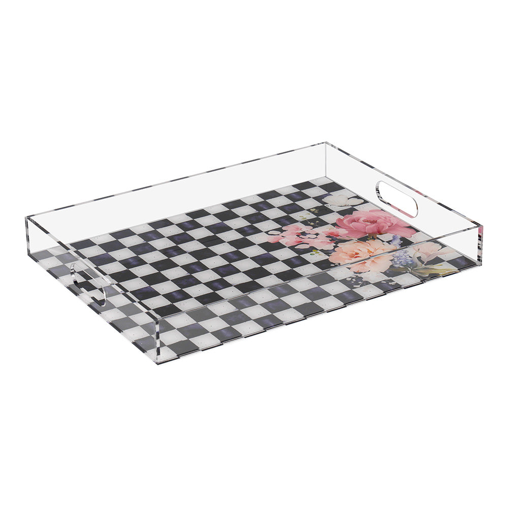 Chic Checkered Lucite Tray