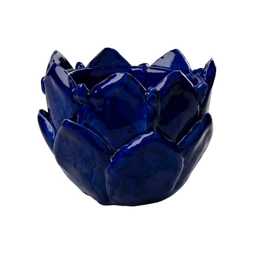 Artichoke Cachepot – Handmade Italian Ceramic Cachepot in White, Aqua, Yellow, Cobalt & Green