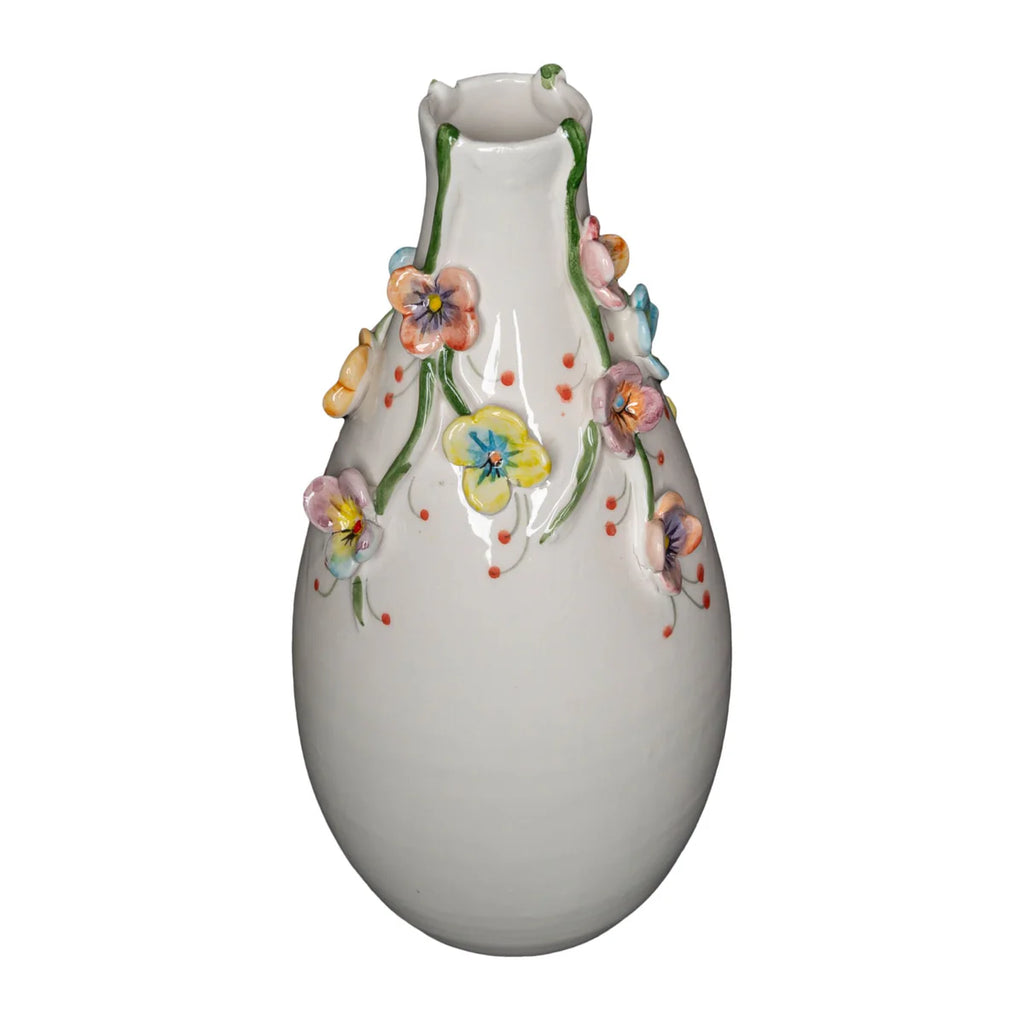 Colorful Flower Vase with Multi-Colored Small Flowers – Handmade Italian Wildflower Vase