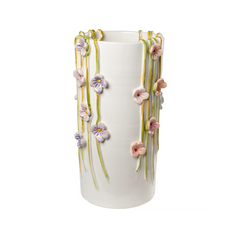 Colorful Wildflower Ceramic Vase – Handmade Italian Floral Cylinder Vase