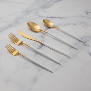 Cambridge Mazzy Gold Satin White Pom Handle 20-Piece Flatware Set, 18/0 stainless steel (view 5)