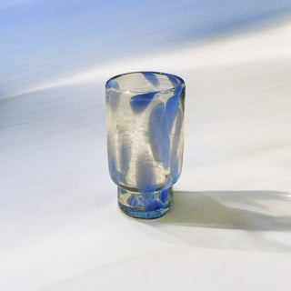 Tall Clear & Blue Recycled Glasses Set of 4