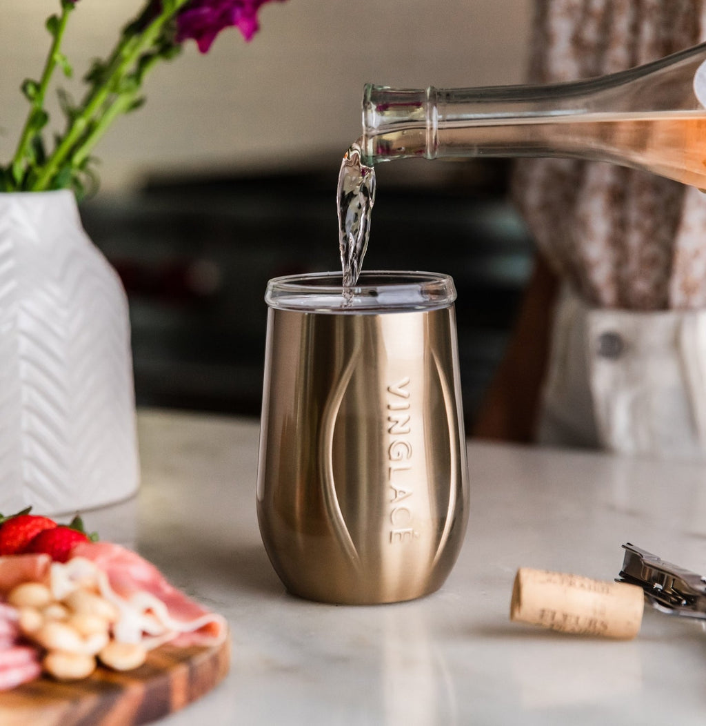 Vinglacé Glass-Lined Wine Tumbler with Lid – 10 oz Insulated Drinkware