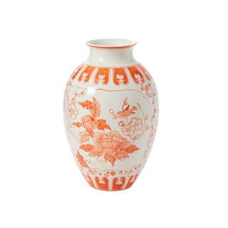 Classic Meets Contemporary: Elodie Vase in Coral Floral Chinoiserie