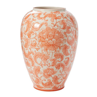 Classic Meets Contemporary: Elodie Vase in Coral Floral Chinoiserie