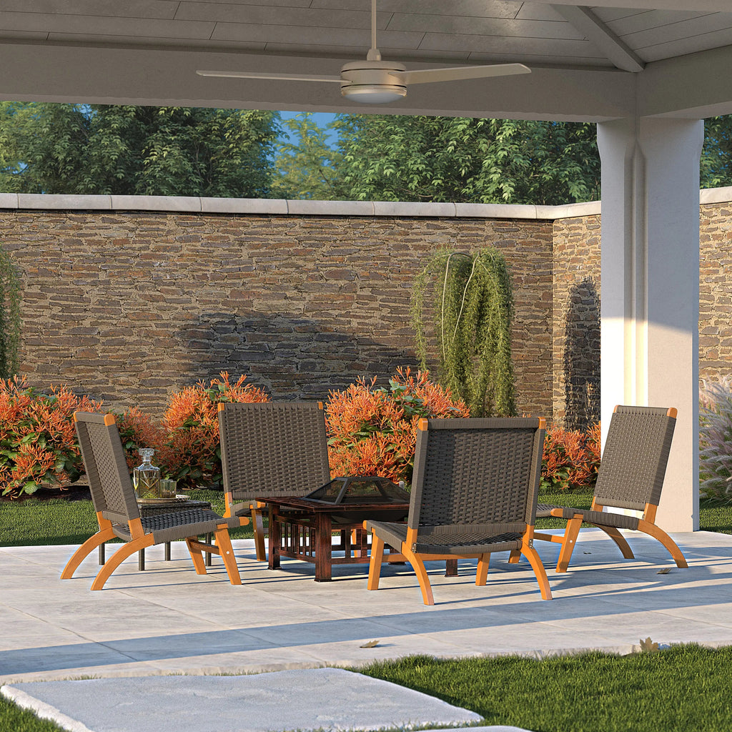 Costa Rica Outdoor Modern Lounge Chair in Eucalyptus Wood | Contemporary Patio Seating