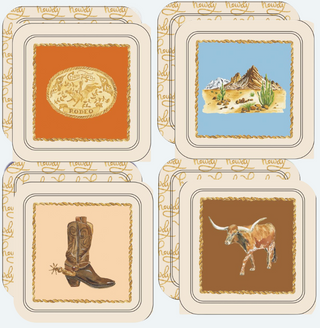 Elegant Cowboy Western Coasters – Set of 4