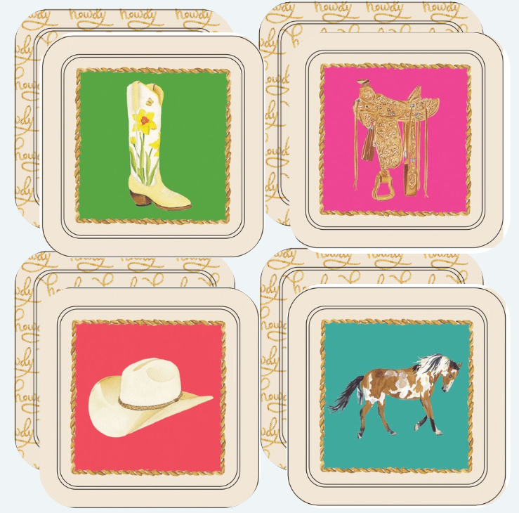 Elegant Cowgirl Western Coasters – Set of 4