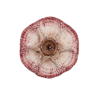 NOLA Oyster Plate, Cream & Burgundy / Pink & Green / Cobalt – Hand-Painted Portuguese Majolica Oyster Plate