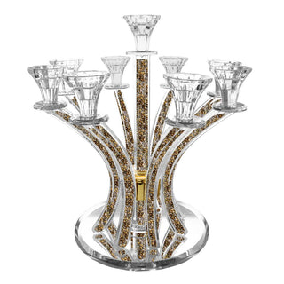 Crystal  Candelabra Round Design with Inner Gemstones - 9 Arms