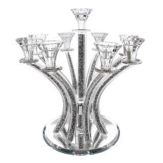 Crystal  Candelabra Round Design with Inner Gemstones - 9 Arms