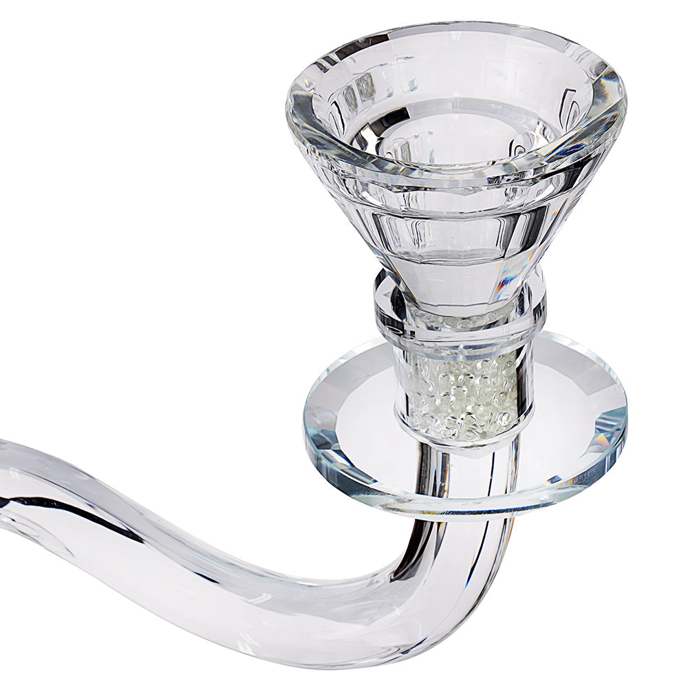 Crystal Candelabra with 5 Arms and Round Crystals in Center Stem