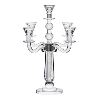 Crystal Candelabra with 5 Arms and Round Crystals in Center Stem