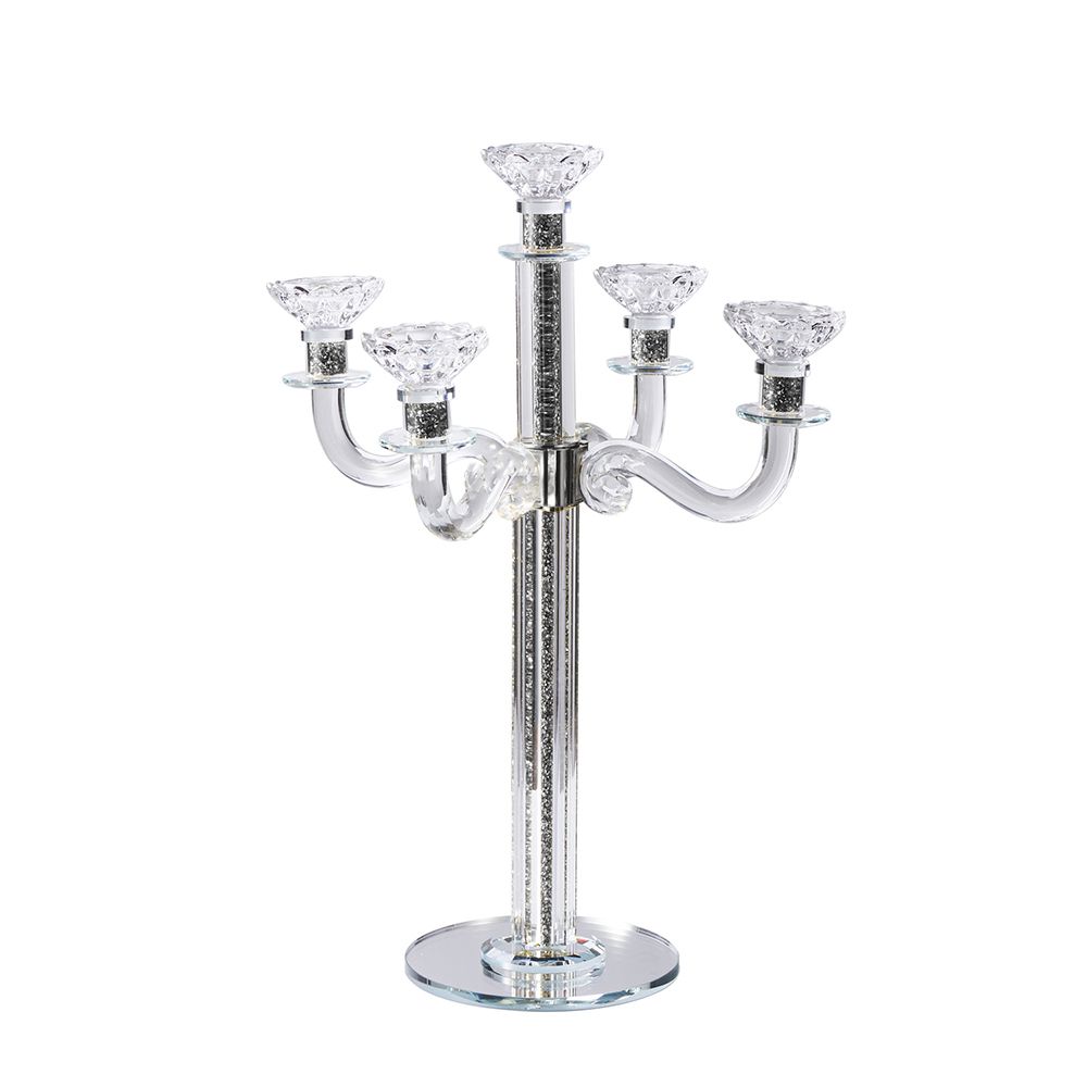 Crystal Candelabra with Mirrored Base 5 Arms