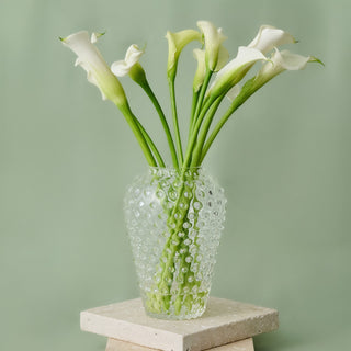 Hobnail Glass Vase in Clear Quartz – Barrel