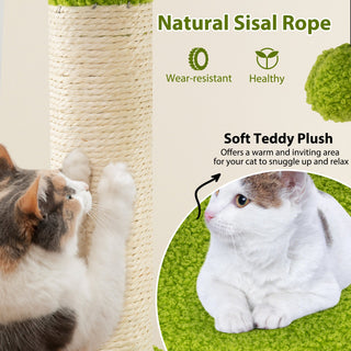 Tropical Multi-Level Cat Tree for Adult Cats with Condo and Groomer – Green