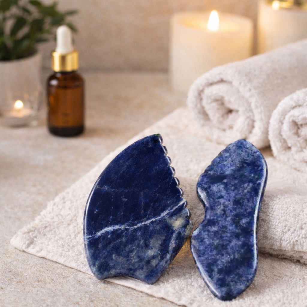 Blue Sodalite Gua Sha Set – Facial Sculpting & Massage Tools