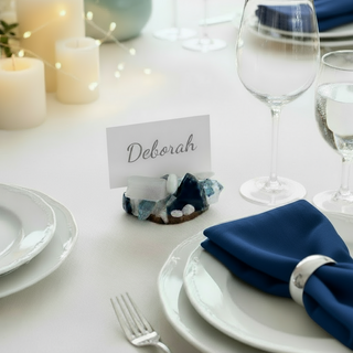 Azure Walnut & Natural Stone Place Card Holder