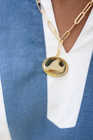 18K Gold Plated Beach Tag Charm Necklace