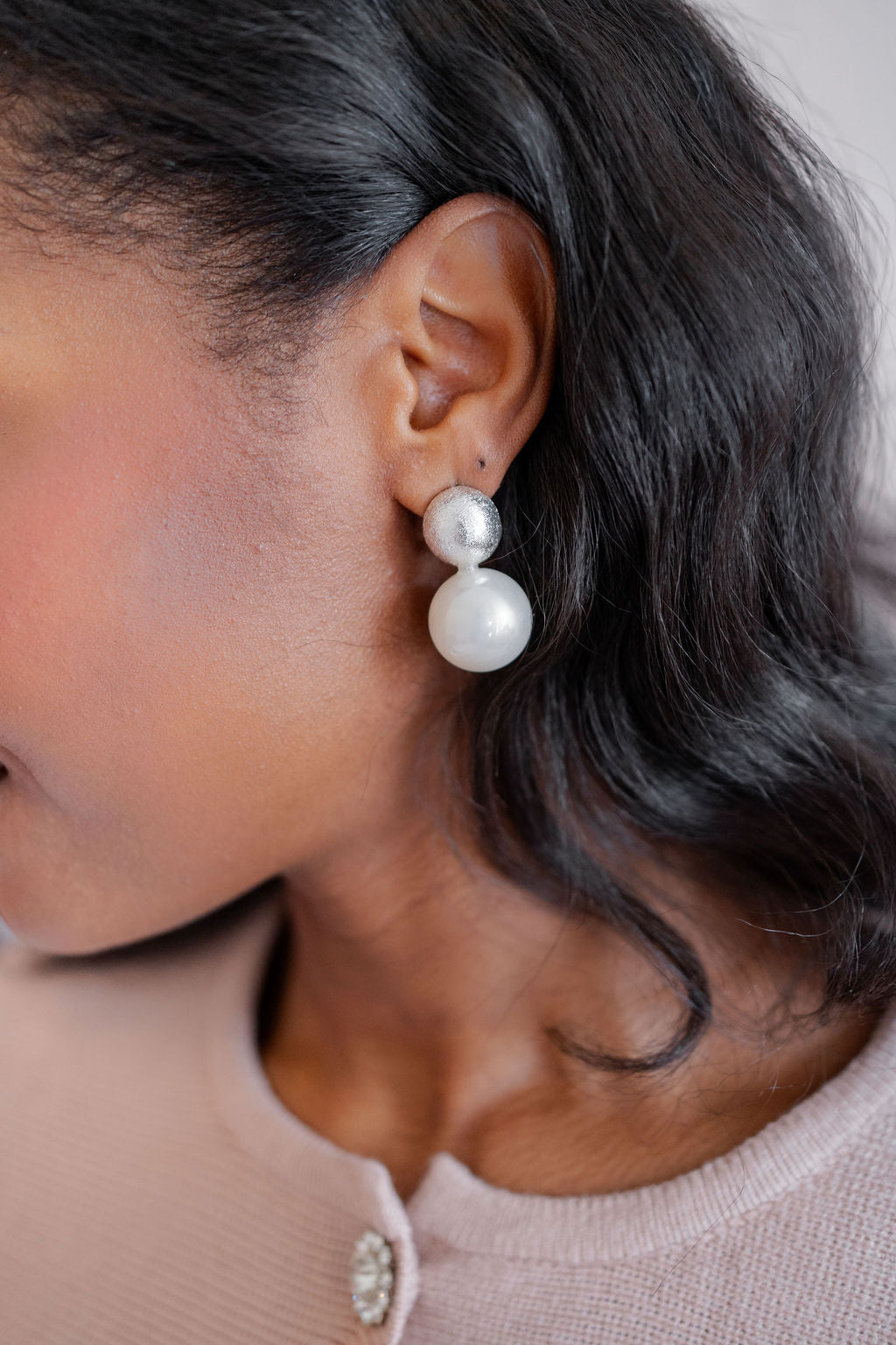Kyle Two-Tone Pearl Double Ball Stud Earrings