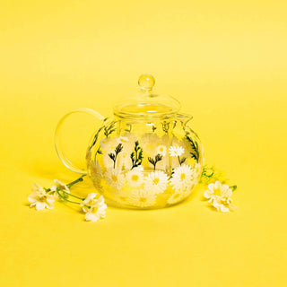 Hand-Painted Daisy Glass Teapot
