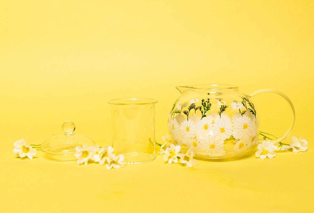 Hand-Painted Daisy Glass Teapot