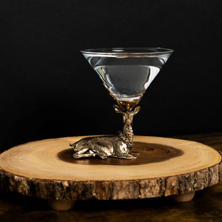 Gold Stag Martini Glasses with Sculpted Antler Bases – Set of 2