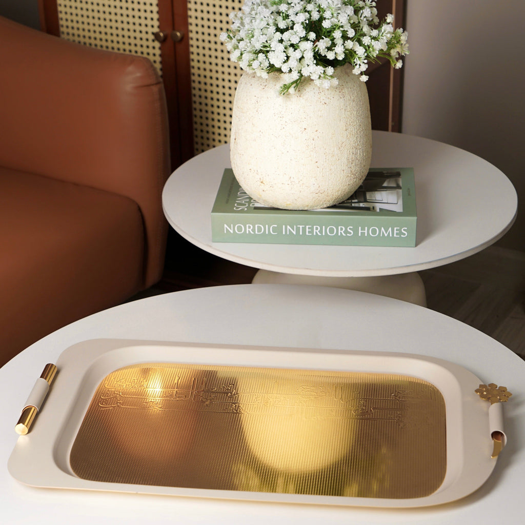 Mirral - Serving Tray - Beige & Gold