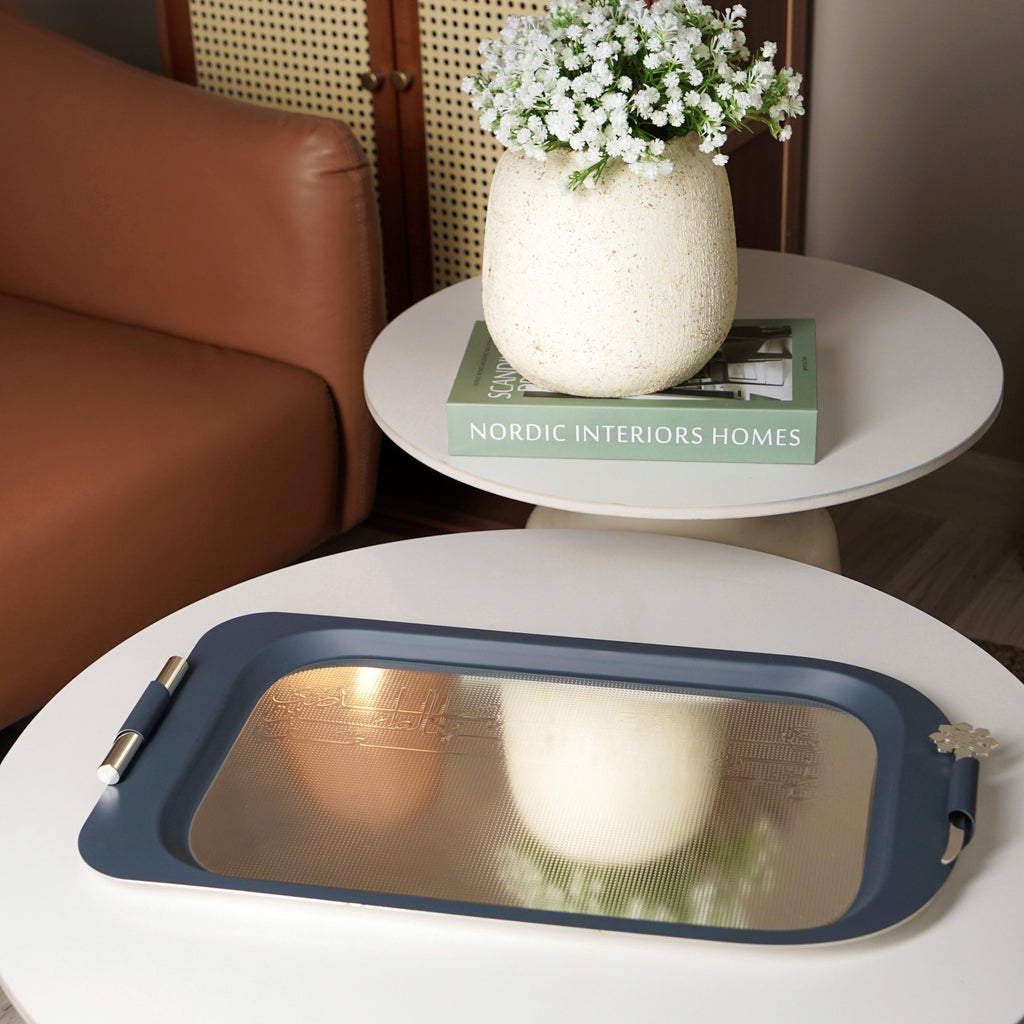 Mirral - Serving Tray - Dark Blue & Silver